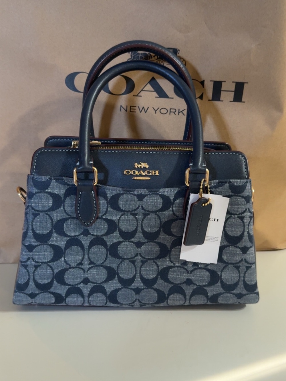 Coach Mini Darcie in Signature Denim Satchel with Matching Wallet - Picture 2 of 11